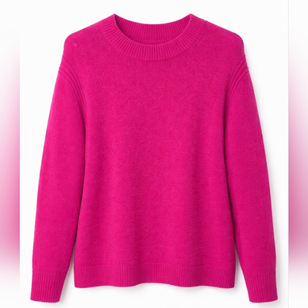A New Day Vibrant Hot Pink Sweater — Classic Crew Neck - Free Shipping